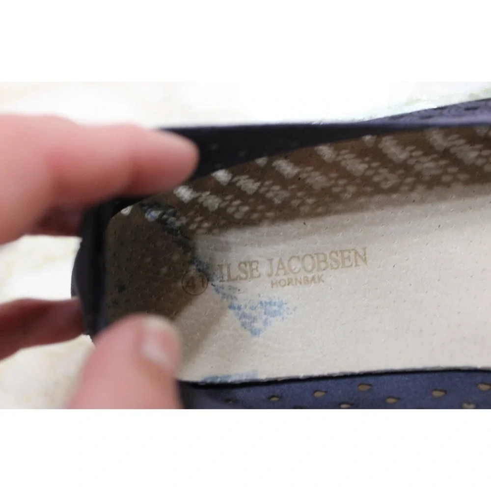 Ilse Jacobsen Tulip 139 Loafers Womens 41 Navy Blue Good Laser Cut Slip On Flats